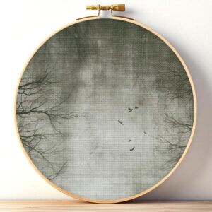 Grey Woods Printed Aida Cloth