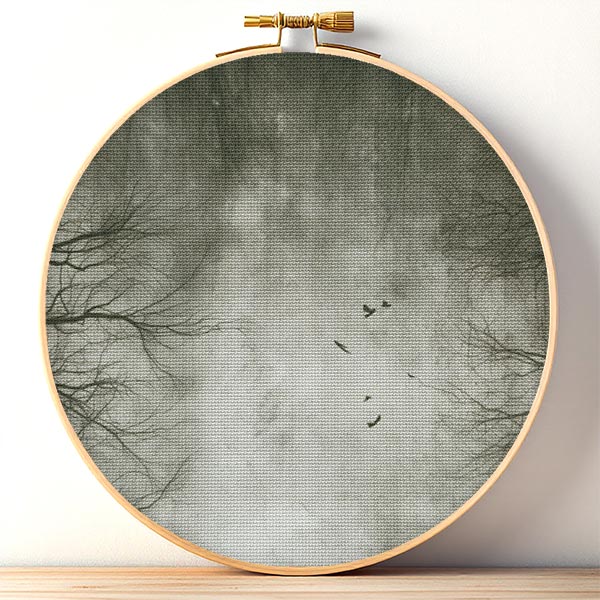 Grey Woods Printed Aida Cloth