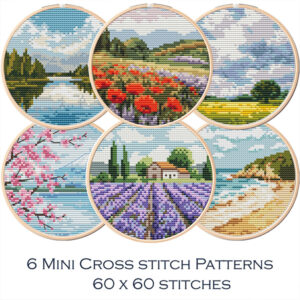 Mini Landscape Cross Stitch Patterns PDF – Set of 6