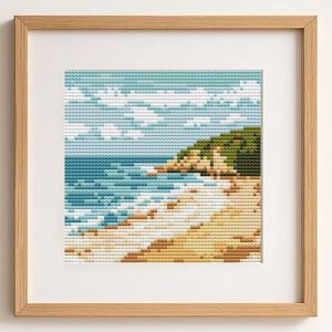 Beach Mini Cross Stitch Pattern PDF – Ocean Coast Landscape