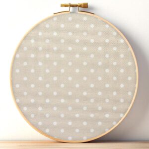 Beige Polka Dot Printed Aida Fabric