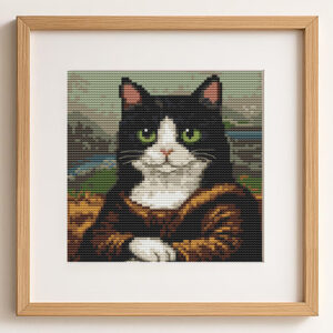 Cat Mona Lisa Cross Stitch Pattern PDF | Funny Art Parody