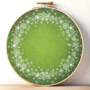Green Snow Wreath Aida Cloth