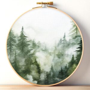 Green Forest Printed Aida Cloth