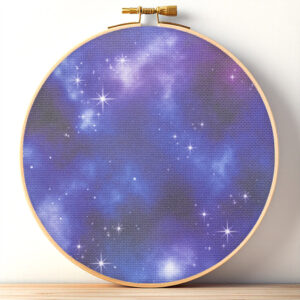 Blue Purple Galaxy Aida Fabric