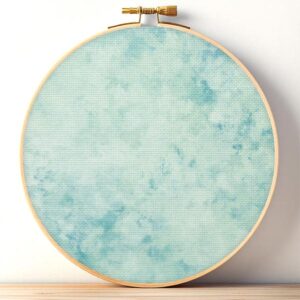 Sea Blue Printed Aida Cloth – Hand Dyed Effect