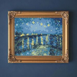 Starry Night over Rhone Van Gogh Mini Cross Stitch Pattern