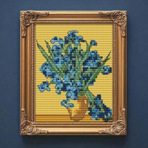 Vase with Irises Van Gogh Mini Cross Stitch Pattern