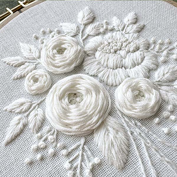 White Blossoms Embroidery Pattern
