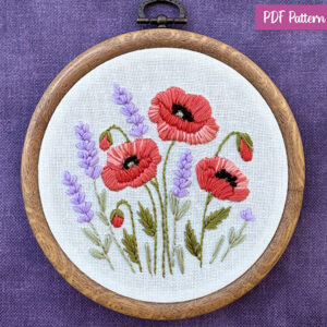 Poppy & Lavender Embroidery Pattern